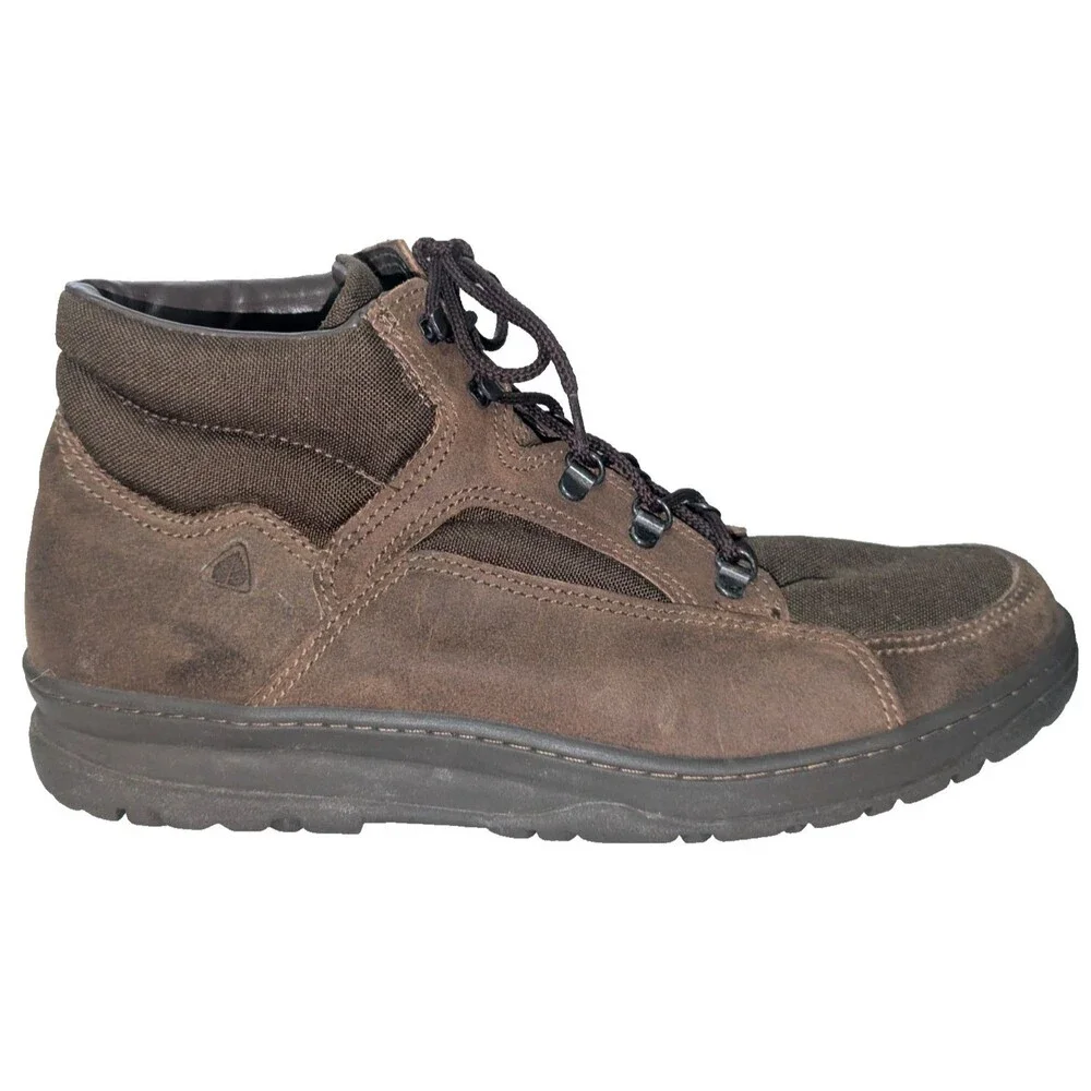 Vintage Florsheim Outdoorsman Men's Hiking Boots 12D Dark Brown leather & Canvas